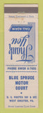 Matchbook Cover - Blue Spruce Motor Court West Chester PA motel
