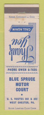 Matchbook Cover - Blue Spruce Motor Court West Chester PA motel