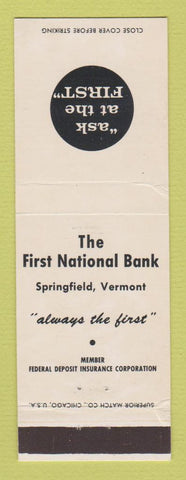 Matchbook Cover - First National Bank Springfield VT