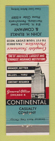Matchbook Cover - John Runkle Insurance Harrisburg PA