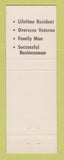 Matchbook Cover - William Bill Murray Senate Election Laramie County
