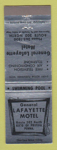 Matchbook Cover - General Lafayette Motel King of Prussia PA