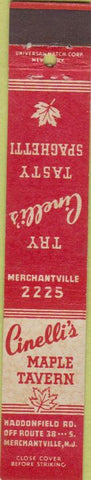 Matchbook Cover - Cinelli's Maple Tavern Merchantville NJ 10 Strike