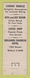 Matchbook Cover - Benjamin Franklin Hotel Philadelphia PA