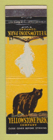 Matchbook Cover - Yellowstone National Park WY