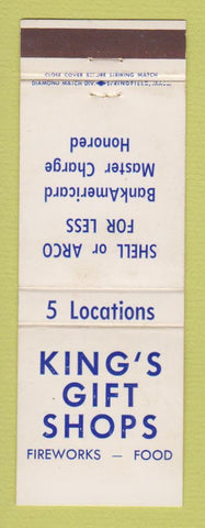 Matchbook Cover - King's Gift Shop fireworks oil gas Nashville Murfreesboro TN