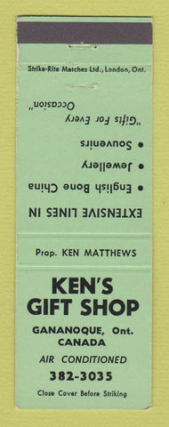 Matchbook Cover - Ken's Gift Shop Gananoque ON