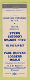 Matchbook Cover - Paul Bunyan Loggers Meals Minoqua WI