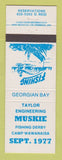 Matchbook Cover - Taylor Engineering Muskie Fishing Derby Camp Wawanaisa 1977