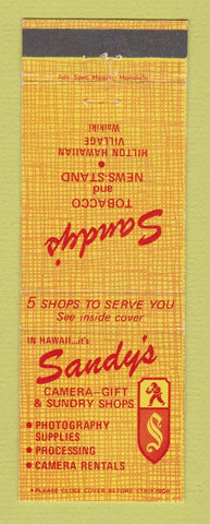 Matchbook Cover - Sandy's Cameras Gift Shop Waikiki Hawaii