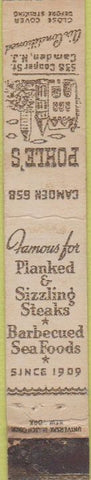 Matchbook Cover - Pohle's Camden NJ restaurant BBQ 10 Strike