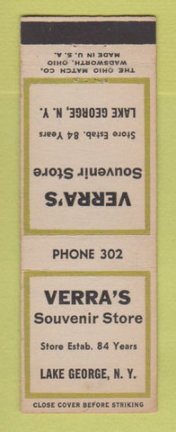 Matchbook Cover - Verra's Souvenir Store Lake George NY