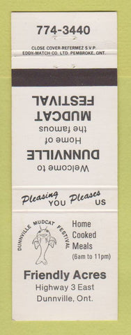 Matchbook Cover - Dunnville Mudcat Festival Friendly Acres ON