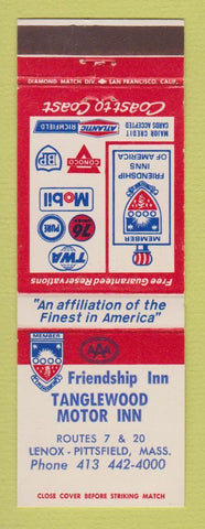 Matchbook Cover - Friendship Inn Tanglewood Motor Inn Lenox Pittsfield MA