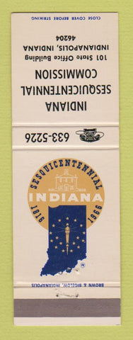 Matchbook Cover - Indiana Sesquicentennial Commission Indianapolis IN 1966