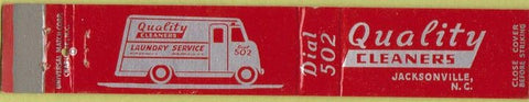 Matchbook Cover - Quality Cleaners Jacksonville NC truck 10 Strike