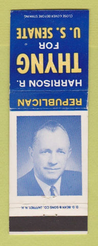Matchbook Cover Harrison Thyng for US Senate Election Manchster NH New Hampshire