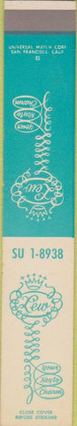Matchbook Cover - Lew Charm Studio San Francisco CA SAMPLE 10 Strike