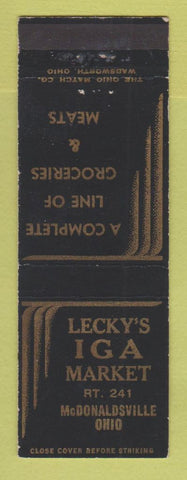 Matchbook Cover - Lecky's IGA Market Grocery McDonaldsville OH