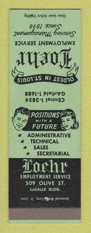 Matchbook Cover - Loehr Employment Service St Louis MO