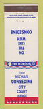Matchbook Cover - Michael Consedine City Court Judge Election
