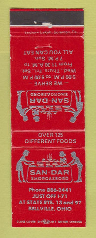 Matchbook Cover - San Dar Smorgasbord Bellville OH WEAR