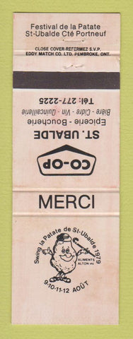 Matchbook Cover - Festival De LA Patate St Ubalde QC COOP Epicerie