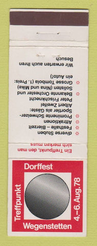 Matchbook Cover - Dorffest 1978 Wegenstetten Treffpunkt Switzerland