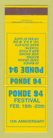 Matchbook Cover - Ponde 94 Festival Boxing Australia bands