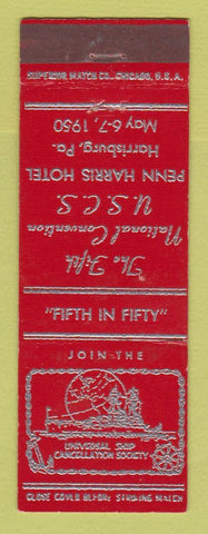 Matchbook Cover - Universal Ship Cancellation Society 1950 Harrisburg PA