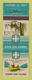 Matchbook Cover - Save the Forest Quebec QC Mont Orford Laurentides