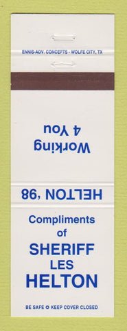 Matchbook Cover - Les Helton Sheriff 1998