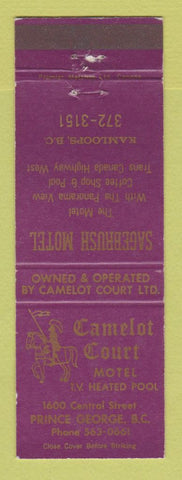 Matchbook Cover - Camelot Court Motel Prince George BC Kamloops Sagebrush