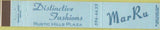 Matchbook Cover - Distinct Fashions Rustic Hills Plaza 10 Strike