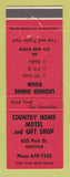 Matchbook Cover - Country Home Motel Gift Shop Kentville NS? RED