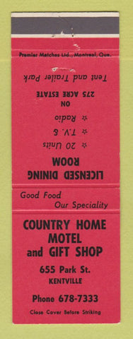 Matchbook Cover - Country Home Motel Gift Shop Kentville NS? RED