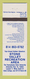 Matchbook Cover - Stone Valley Recreation Area University Park PA
