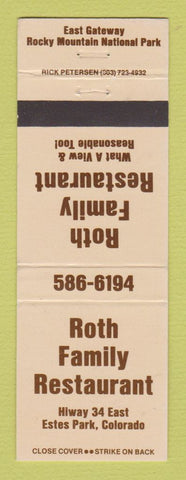 Matchbook Cover - Roth Family Restaurant Estes Park Colorado