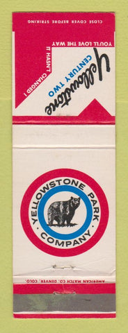 Matchbook Cover - Yellowstone National Park Company WY WEAR