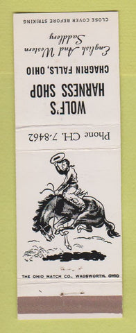 Matchbook Cover - Wolf's Harness Shop Chagrin Falls OH Saddles