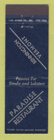 Matchbook Cover - Paradise Restaurant Bennington VT