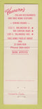 Matchbook Cover - Vaccaro's Italian Restaurant Akron OH