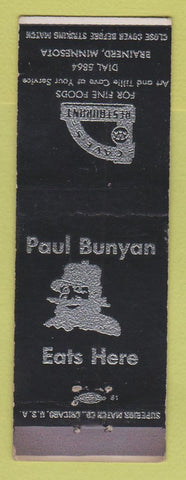 Matchbook Cover - Cave's? Restaurant Brainerd MN Paul Bunyan