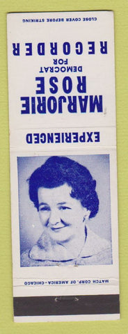 Matchbook Cover - Marjorie Rose Recorder Election