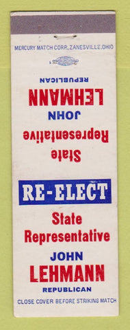 Matchbook Cover - John Lehmann State Rep Election