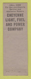 Matchbook Cover - Hospitality House Cheyenne WY Light Fuel Power