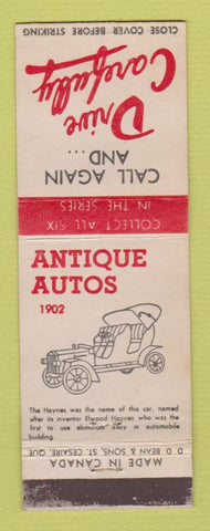 Matchbook Cover - Antique Cars 1902 Haynes Canada WEAR