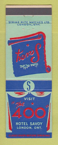 Matchbook Cover - 400 Hotel Savoy London ON