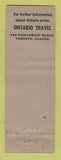 Matchbook Cover - Ontario Tourism Travel Toronto ON