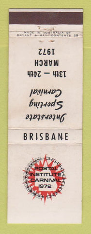 Matchbook Cover - Interstate Sporting Carnival 1972 Brisbane Australia WEAR